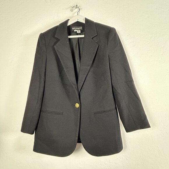 Sag Harbor Womens Black Wool Single Breasted Blazer Jacket Size 10 Made In USA - Picture 1 of 9